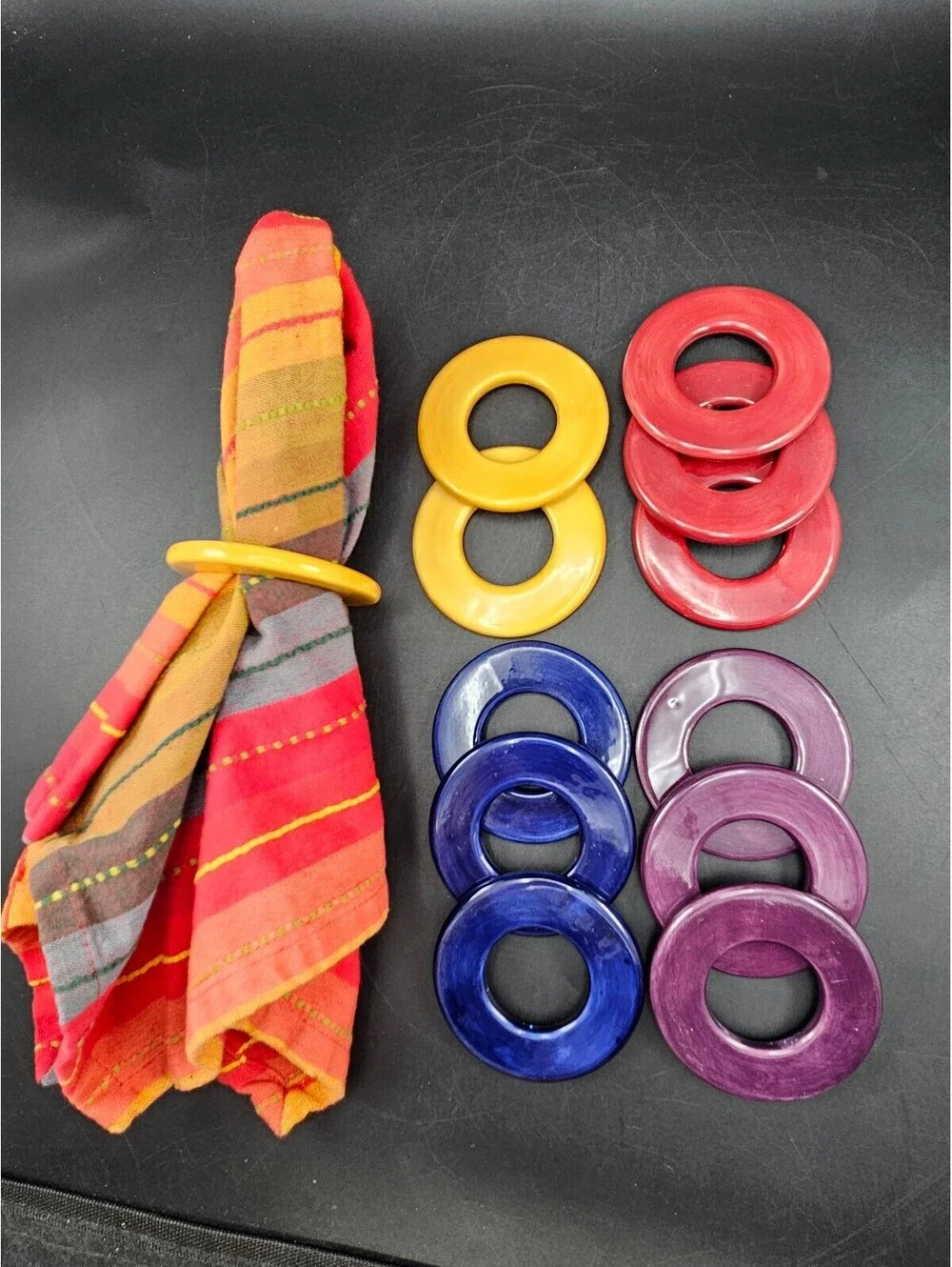 Tabletops Unlimited Carnival Ceramic Napkin Rings - Set of 12